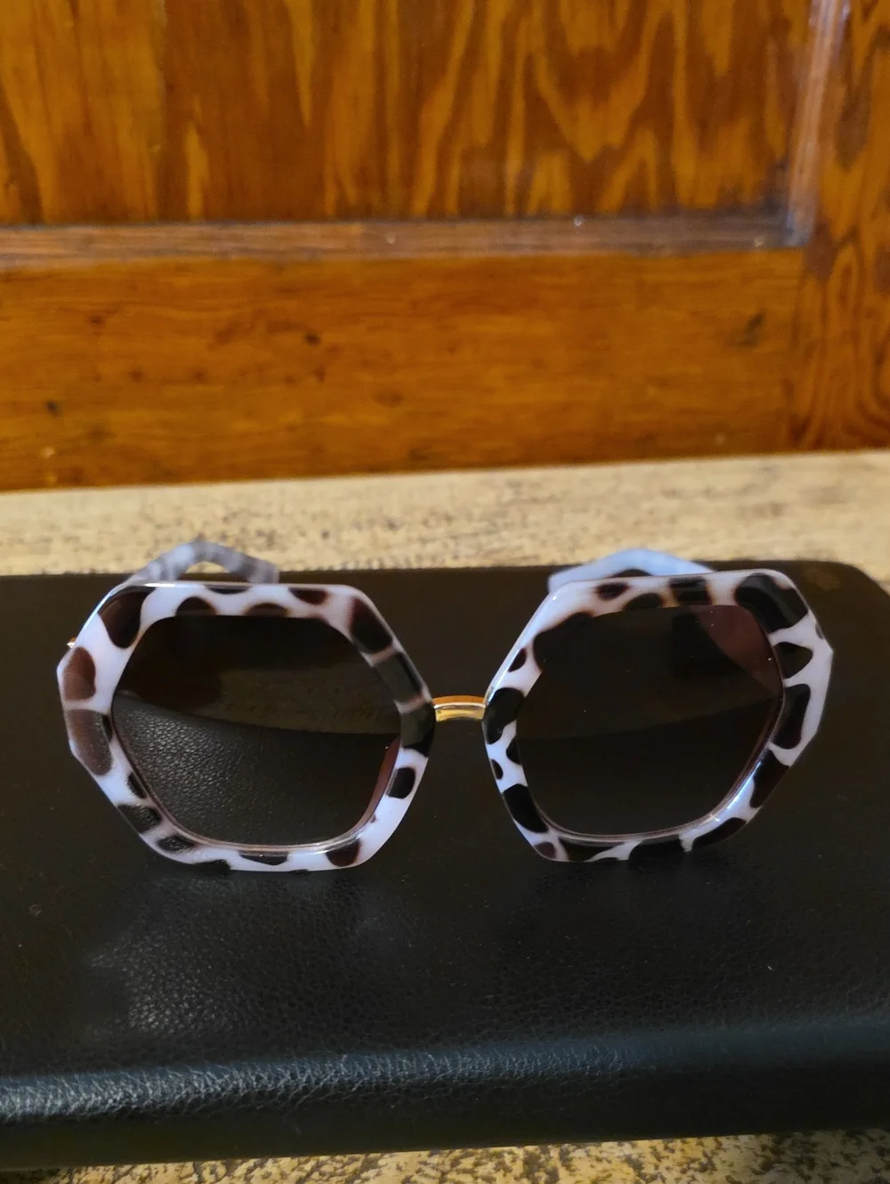 Hexagonal Tortoiseshell Sunglasses - White & Brown